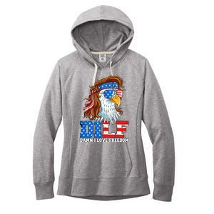 Dilf Damn I Love Freedom Eagle Funny Patriotic 4th Of July Women's Fleece Hoodie