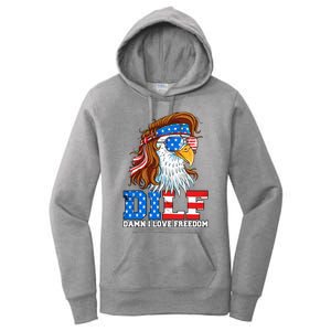 Dilf Damn I Love Freedom Eagle Funny Patriotic 4th Of July Women's Pullover Hoodie