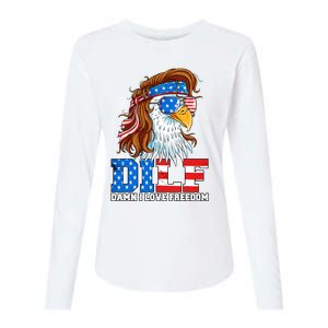 Dilf Damn I Love Freedom Eagle Funny Patriotic 4th Of July Womens Cotton Relaxed Long Sleeve T-Shirt