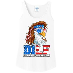 Dilf Damn I Love Freedom Eagle Funny Patriotic 4th Of July Ladies Essential Tank