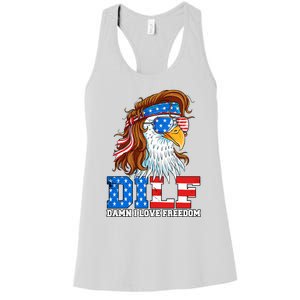 Dilf Damn I Love Freedom Eagle Funny Patriotic 4th Of July Women's Racerback Tank