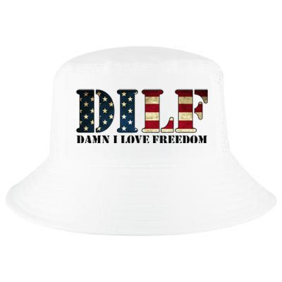 DILF Damn I Love Freedom Funny Patriotic USA Flag Cool Comfort Performance Bucket Hat