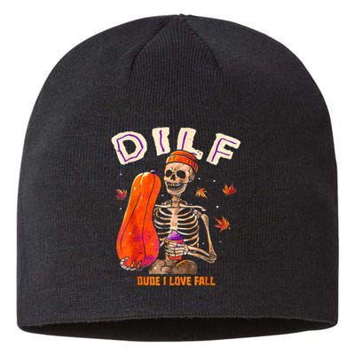 Dilf Dude I Love Fall Skeleton Pumpkin Halloween Customs Sustainable Beanie