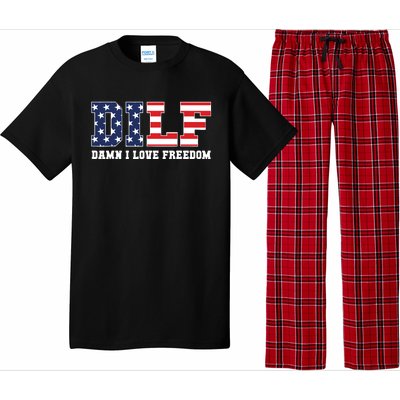 Dilf Damn I Love Freedom Funny Patriotic 4th Of July Pajama Set