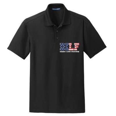 Dilf Damn I Love Freedom Funny Patriotic 4th Of July Dry Zone Grid Polo