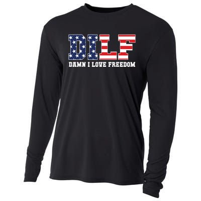 Dilf Damn I Love Freedom Funny Patriotic 4th Of July Cooling Performance Long Sleeve Crew