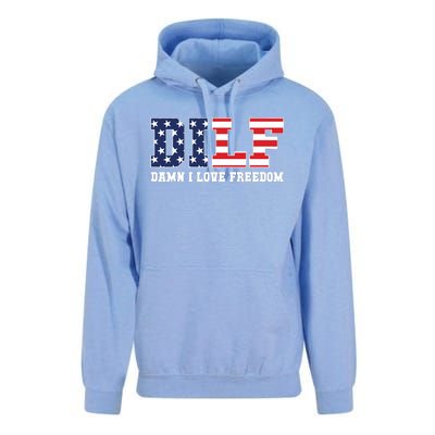 Dilf Damn I Love Freedom Funny Patriotic 4th Of July Unisex Surf Hoodie