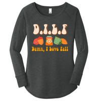 Dilf Damn I Love Fall Funny Pumpkin Autumn Lover Women's Perfect Tri Tunic Long Sleeve Shirt