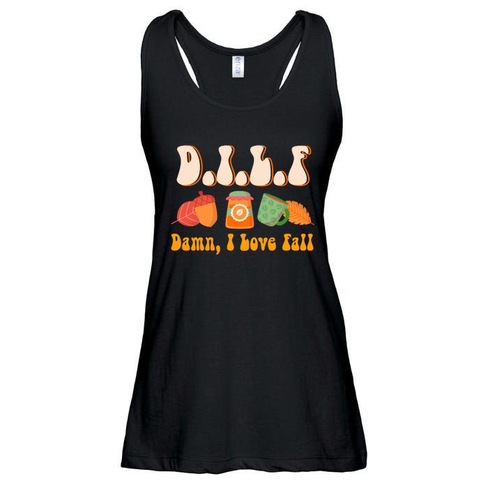 Dilf Damn I Love Fall Funny Pumpkin Autumn Lover Ladies Essential Flowy Tank