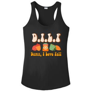 Dilf Damn I Love Fall Funny Pumpkin Autumn Lover Ladies PosiCharge Competitor Racerback Tank