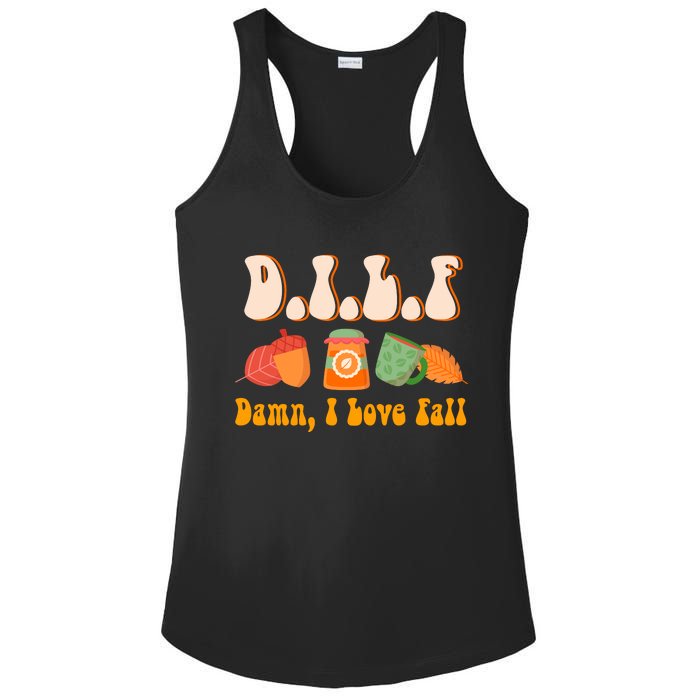 Dilf Damn I Love Fall Funny Pumpkin Autumn Lover Ladies PosiCharge Competitor Racerback Tank