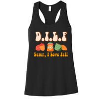 Dilf Damn I Love Fall Funny Pumpkin Autumn Lover Women's Racerback Tank