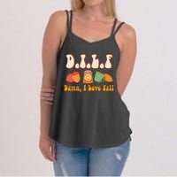 Dilf Damn I Love Fall Funny Pumpkin Autumn Lover Women's Strappy Tank