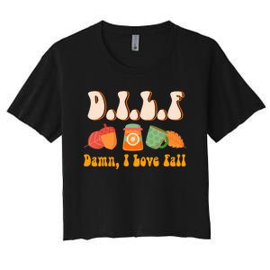 Dilf Damn I Love Fall Funny Pumpkin Autumn Lover Women's Crop Top Tee