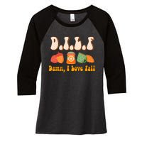 Dilf Damn I Love Fall Funny Pumpkin Autumn Lover Women's Tri-Blend 3/4-Sleeve Raglan Shirt