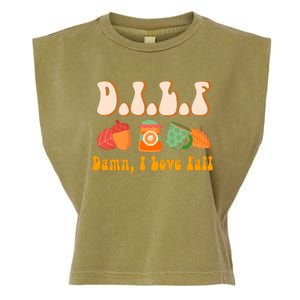 Dilf Damn I Love Fall Funny Pumpkin Autumn Lover Garment-Dyed Women's Muscle Tee