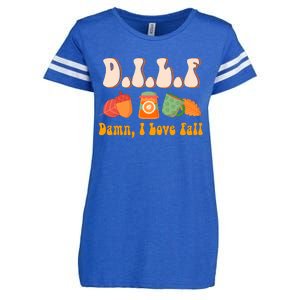 Dilf Damn I Love Fall Funny Pumpkin Autumn Lover Enza Ladies Jersey Football T-Shirt