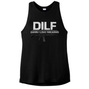 dilf damn i love firearms Ladies PosiCharge Tri-Blend Wicking Tank