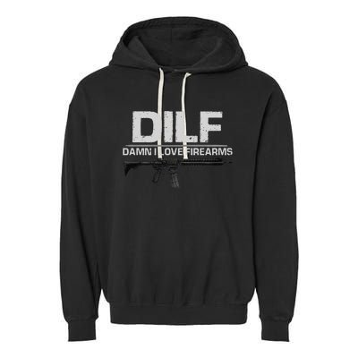 dilf damn i love firearms Garment-Dyed Fleece Hoodie