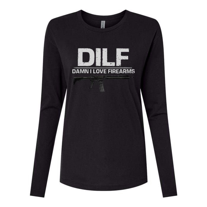 dilf damn i love firearms Womens Cotton Relaxed Long Sleeve T-Shirt