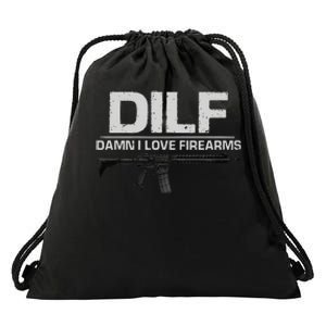 dilf damn i love firearms Drawstring Bag