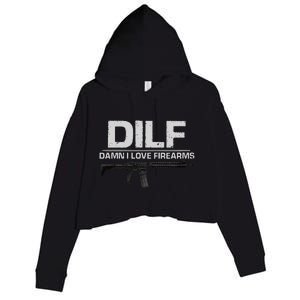 dilf damn i love firearms Crop Fleece Hoodie