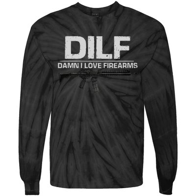 dilf damn i love firearms Tie-Dye Long Sleeve Shirt