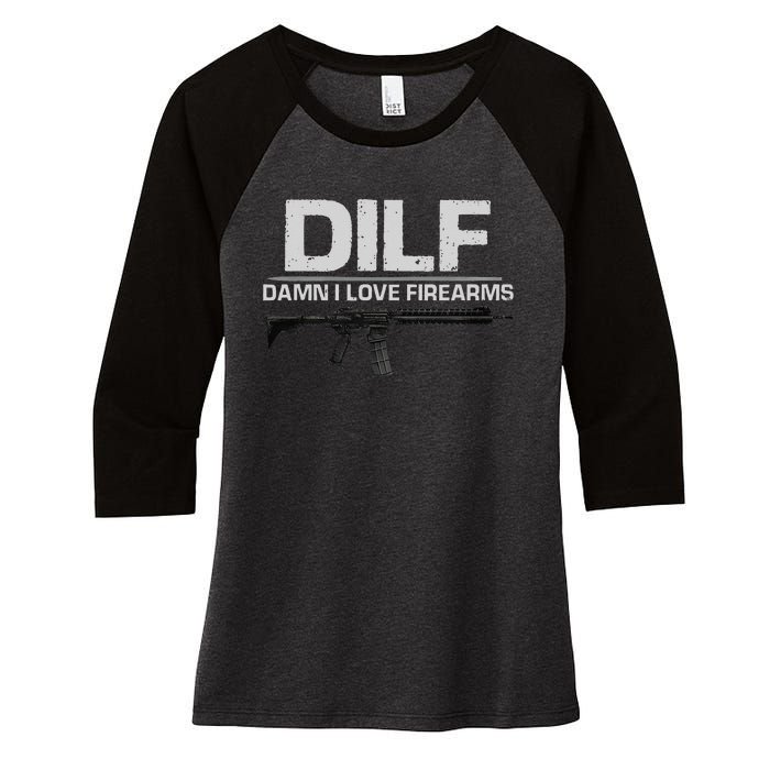 dilf damn i love firearms Women's Tri-Blend 3/4-Sleeve Raglan Shirt