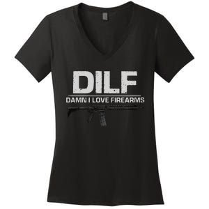 dilf damn i love firearms Women's V-Neck T-Shirt