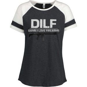 dilf damn i love firearms Enza Ladies Jersey Colorblock Tee