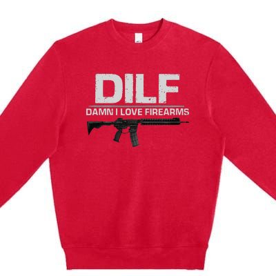 dilf damn i love firearms Premium Crewneck Sweatshirt