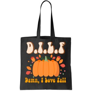 Dilf Damn I Love Fall Funny Pumpkin Autumn Lover Tote Bag