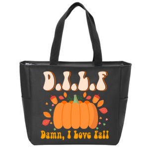 Dilf Damn I Love Fall Funny Pumpkin Autumn Lover Zip Tote Bag