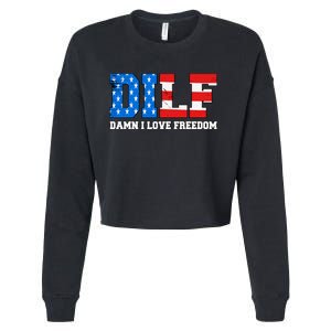 Dilf Damn I Love Freedom Funny Patriotic 4th Of July Cropped Pullover Crew