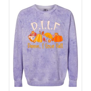 Dilf Damn I Love Fall Funny Pumpkin Autumn Lover Colorblast Crewneck Sweatshirt