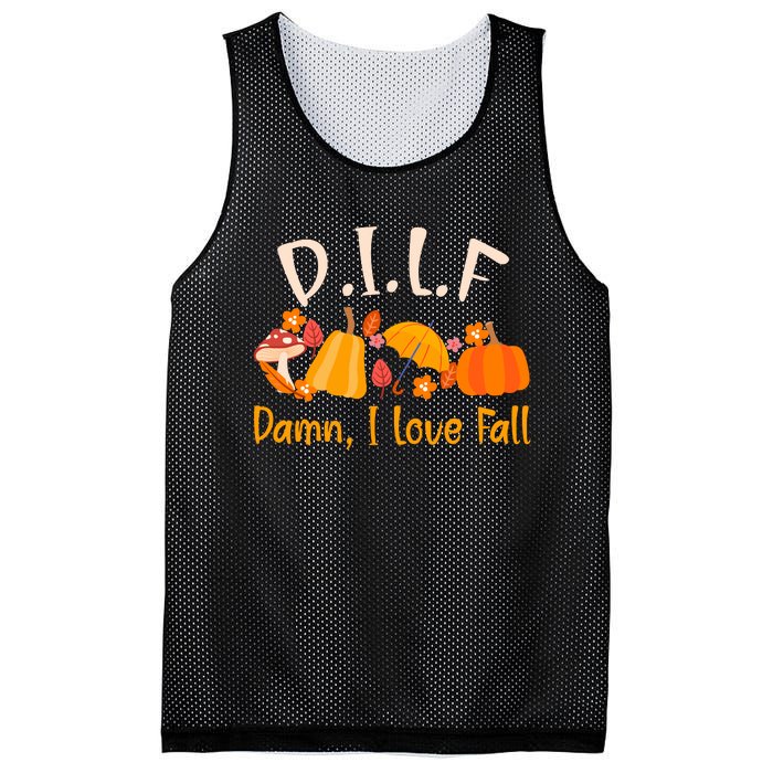 Dilf Damn I Love Fall Funny Pumpkin Autumn Lover Mesh Reversible Basketball Jersey Tank