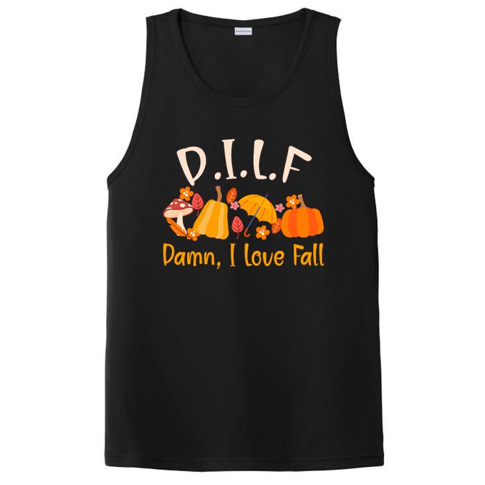 Dilf Damn I Love Fall Funny Pumpkin Autumn Lover PosiCharge Competitor Tank