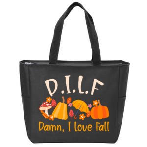 Dilf Damn I Love Fall Funny Pumpkin Autumn Lover Zip Tote Bag