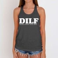 Dilf Devoted Involved Loving Father Dad Papa Women's Knotted Racerback Tank