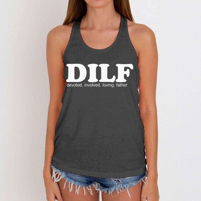 Dilf Devoted Involved Loving Father Dad Papa Women's Knotted Racerback Tank