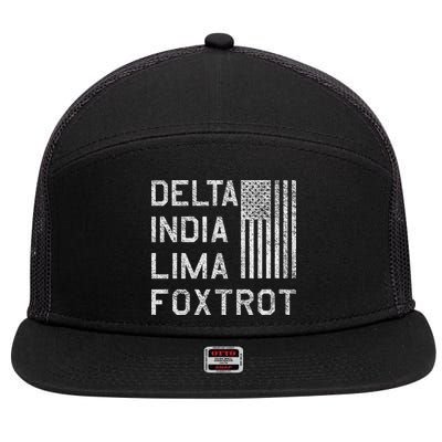 Dilf Dela India Lima Foxro Us Flag American Pario 7 Panel Mesh Trucker Snapback Hat