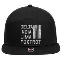 Dilf Dela India Lima Foxro Us Flag American Pario 7 Panel Mesh Trucker Snapback Hat