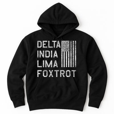 Dilf Dela India Lima Foxro Us Flag American Pario Hoodie