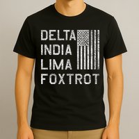 Dilf Dela India Lima Foxro Us Flag American Pario T-Shirt