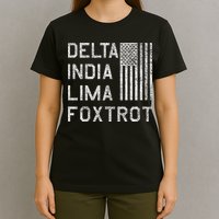 Dilf Dela India Lima Foxro Us Flag American Pario T-Shirt