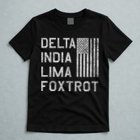 Dilf Dela India Lima Foxro Us Flag American Pario T-Shirt