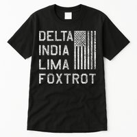 Dilf Dela India Lima Foxro Us Flag American Pario Tall T-Shirt