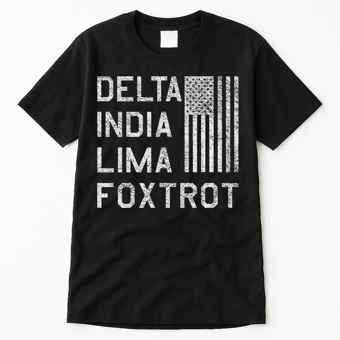 Dilf Dela India Lima Foxro Us Flag American Pario Tall T-Shirt