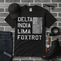 Dilf Dela India Lima Foxro Us Flag American Pario Tall T-Shirt