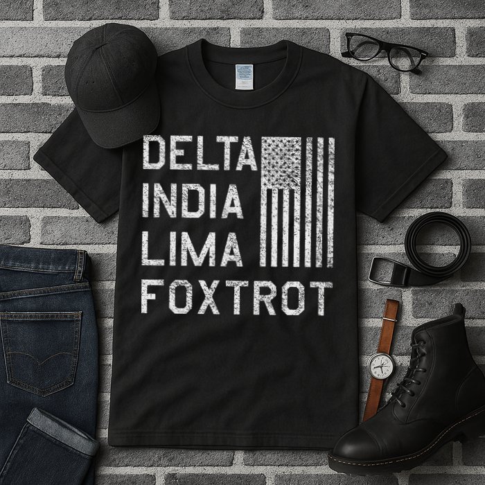 Dilf Dela India Lima Foxro Us Flag American Pario Tall T-Shirt